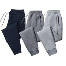 3 Pack Unisex Zipper Joggers Sweatpants Mens Womens Athletic Gym Pants Pockets