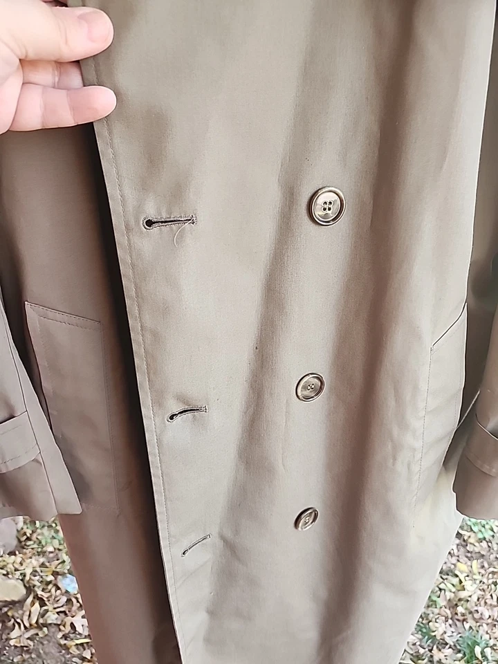 Gabardina London Fog para hombre marrón manga larga doble botonadura con cinturón talla 42 Foto 4 de 4