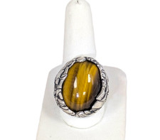 Sterling Silver Tiger Eye Ring, Size 10-3/4