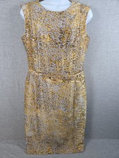 Escada Gold Copper Metallic Silk Blend Dress 6 US Cocktail Runway Designer Lined