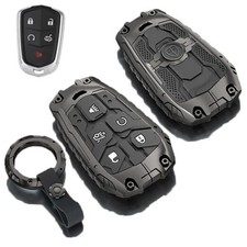 Heavy Metal Key Fob Cover Case for Cadillac CTS SRX XT5 ATS STS A-Model-Black