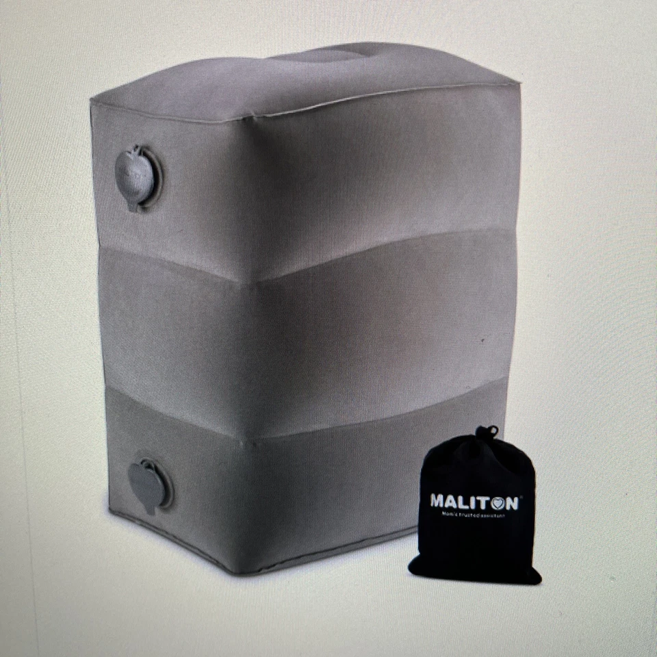 MALITON Travel Essential Inflatable Footrest / Pillow - Kid-Friendly & Compact Design
