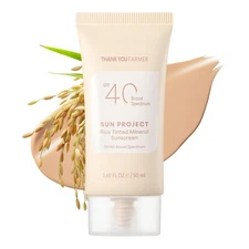 Thank You Farmer Sun Project Rice Tinted Mineral Sunscreen 50ml | Broad SPF 40+