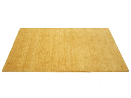 Golden Peach Solid Design Hand-Loomed 3X5 Gabbeh Wool Rug Oriental Carpet - Picture 7 of 12