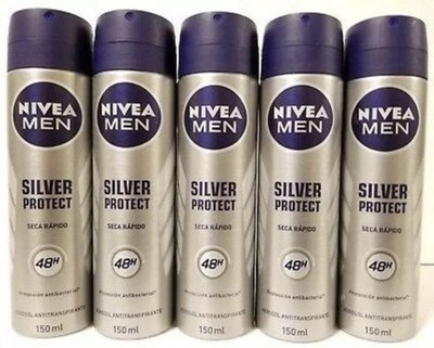 5X MEN NIVEA DEODORANT SPRAY 150ml-91g / 48h SILVER PROTECT SECA RÁPIDO