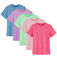 5-Pack Girls' Short Sleeve T-Shirts Youth Athletic Quick Dry Tops Multipack ...