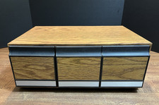 Vintage Faux Wood Veneer 3 Drawer CD Storage Holds 60 CDs Organizer Case