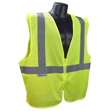 Radians SVE1-2ZGM-S/M Class 2 Hi-Viz Green Mesh Safety Vest Zipper S/M