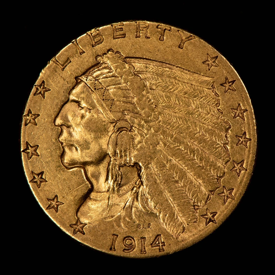 1914-D G$2.50 Indian Head Gold Quarter Eagle - Authentic US Coin - AU- SKU-G5688 - Image 3 of 4