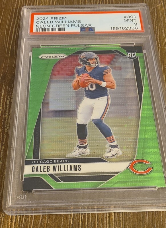 2024 Panini Prizm-Rookies Caleb Williams #301 Neon Green Pulsar Prizm (RC) PSA 9