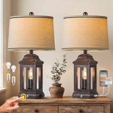 Partphoner 24 Rustic Farmhouse Table Lamps For Living Room Set Of 2 Touch
