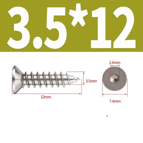 M2-M6 Countersunk Flat Head Hex Socket Screws Self Tapping Allen Key Wood Screw - Picture 16 of 43