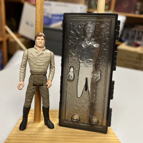 Vintage 1985 Kenner Star Wars POTF Han Solo Figure And Carbonite Block