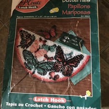 Vintage J P Coats Latch Hook Rug Kit Butterflies 25022 New