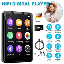 Bluetooth MP3 Player LCD Display HiFi Bass Musik Spieler FM Radio Audio 64GB DHL