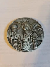 Rare 2 Inch 2 Oz Morrigan Celtic Goddess Goliath Coin Tree Of Life  Silver Tone