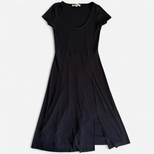 LOFT black ribbed midi dress with slit