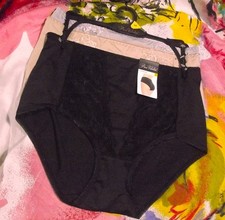 3 NEW PRIMA VALENTINA 871419 BK/BG/GY MICROFIBER LACE TRIM BRIEF PANTIES M