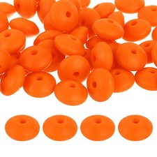 50Pcs 12mm Silicone Lentil Beads, Loose Abacus Bead for DIY Orange Red 
