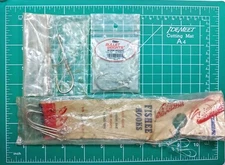 7/0 Snelled Fishee Hooks (Qty 4), Qty 1 Bullet & Qty 1 Double.  Open Packages 