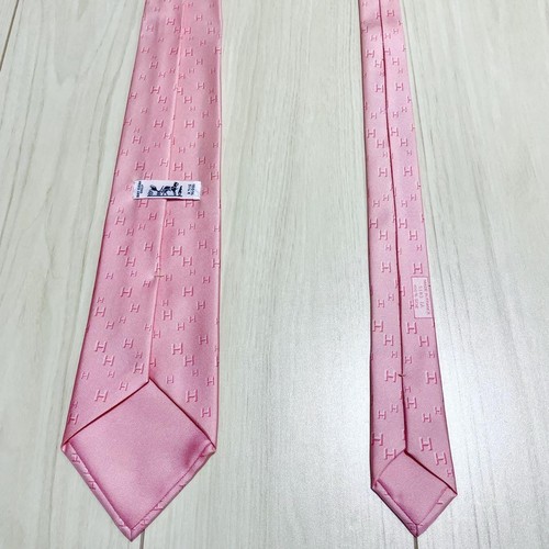 Hermes Tie Fasone All H Pattern Weave Pink Cherry Blossom - Picture 7 of 12
