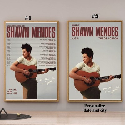 Custom Shawn Mendes On The Road Again Europe North America 2025 Tour  Poster