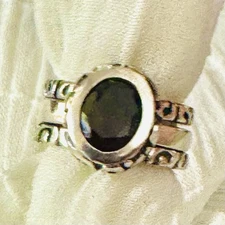 SILPADA R1384 Sterling Silver Smoky Quartz Filigree Stacking Ring Set (3) Sz 5