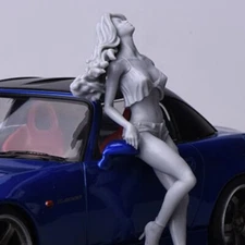 1/24 Scale 75mm Auto Salon Girls Scene Resin Figures Model Unassembled (NO CAR)