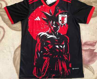 Japan Soccer Jersey Dragon Ball Goku Anime Black/White Edition S,M