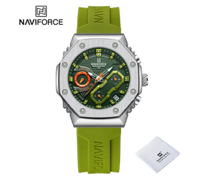 Naviforce Quarzo Sport Orologio 38mm BAR Calendario Impermeabile Verde  Chiaro