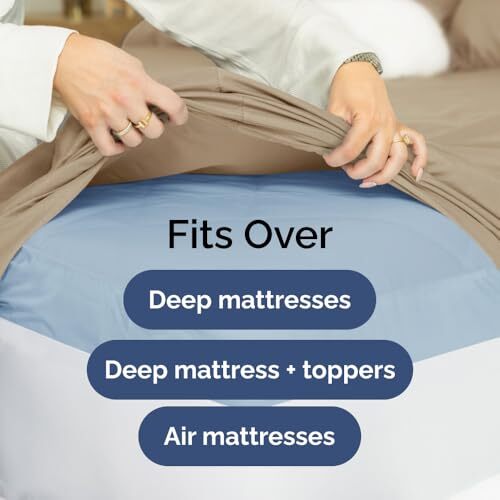 Extra Deep Pocket Cal King Sheets 4 Piece Breathable & Cooling Bed