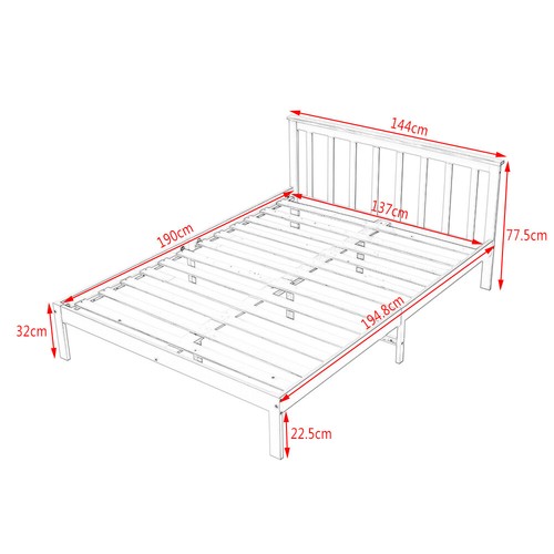 Panana White Single 3ft Double Bed 4 ft 6 Pine Wooden Bed Frame for Adults, Kids - Picture 31 of 53
