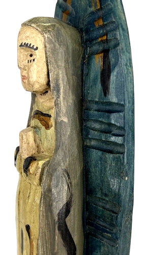 Vintage Folk Art Sculpture Saint Mary Our Lady of Guadalupe Hand Carved, 15" H - Picture 13 of 22