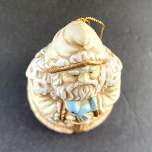 Campana de Papá Noel con pájaro azul adorno de Navidad porcelana decoración navideña vintage - Imagen 5 de 7