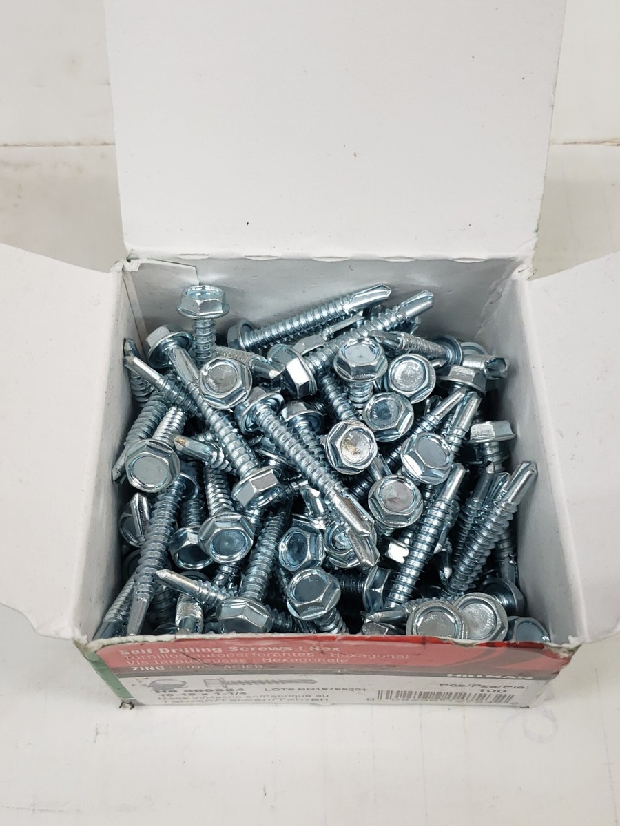 Bx/100 Hillman 560334 ZP Hex Head Self Drilling Screw 10-16