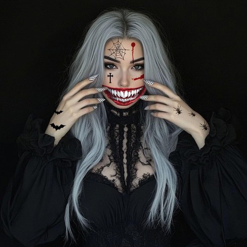 8 x Halloween Tattoo Gesicht Skelett Tattoo, Halloween Schminke Gesichtstattoo - Bild 6 von 9
