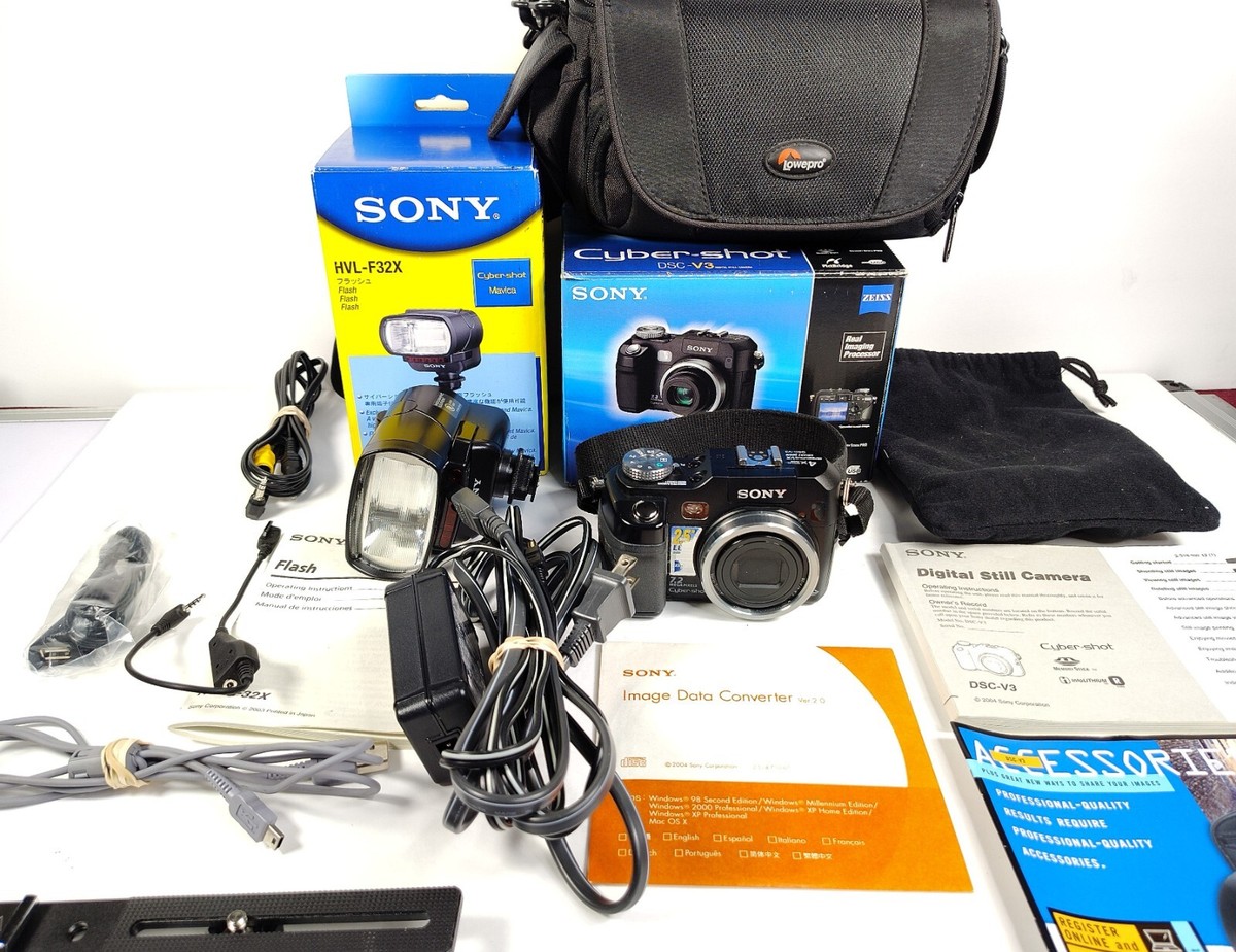Sony Cyber-shot DSC-V3 7.2MP Digital Camera, Sony HVL-F32X Flash