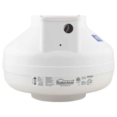 RadonAway RP260C Inline Radon Fan, 6'' Inlet/Outlet, Energy Efficient, White