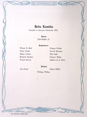 1923 Syracuse University Onondagan Original Page Delta Lambda Epsilon Members