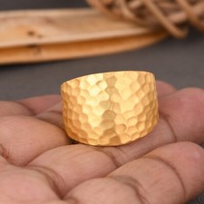 Statement 18k Gold Plated Hammered Ring Chunky Textured Dome Ring Gift For Men's