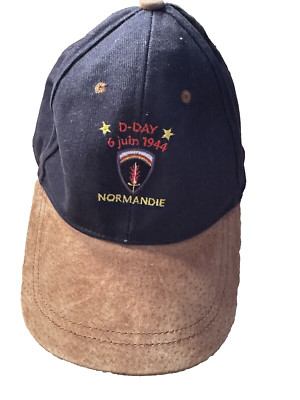 D-DAY NORMANDIE 1944 Adult Cap Embroidered Strapback Adjustable Navy Beige