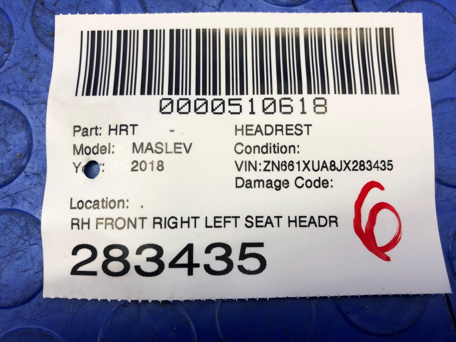 2017-2022 MASERATI LEVANTE OEM FRONT RIGHT LEFT SEAT HEADREST BEIGE LEATHER