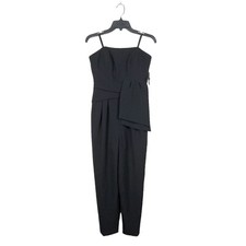 Eliza J Jumpsuit Women’s Size 6 Off-The-Shoulder Crepe Black Strapless Foldover