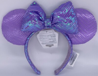 Disney Parks LAVENDER sequins Spring Minnie Mouse Ears Headband 2023 - NEW