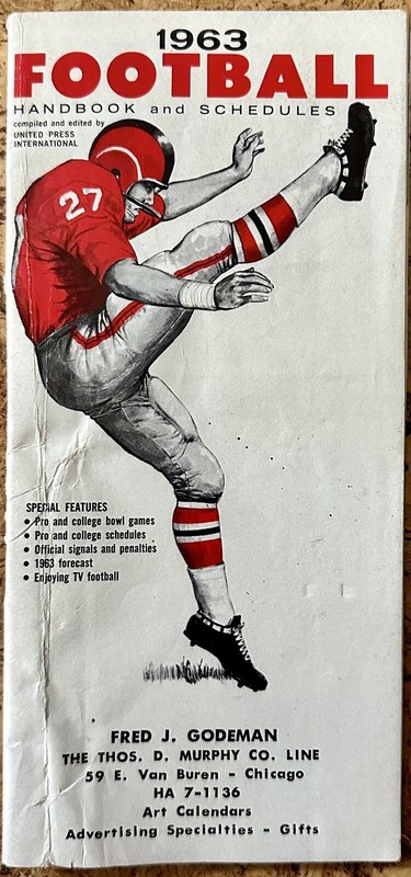 1963 UPI Football Handbook & Schedules Booklet - RARE