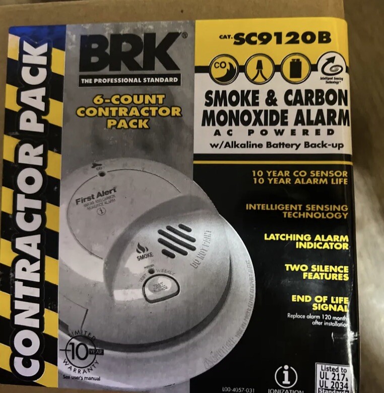 NEW BRK Smoke & Carbon Monoxide Alarm Hardwired SC9120B Contractor 6 pack 29054007681 eBay