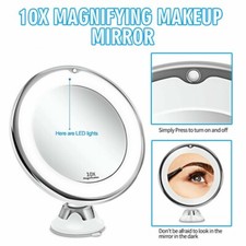 10X Magnifying Mirror Make Up Shaving Illuminated Cosmetic With LED Lights Lamp