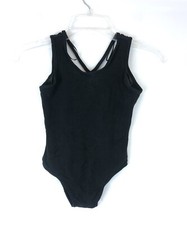 Flo Active Girl  s Sparkle Back Black Mesh Leotard Size 7