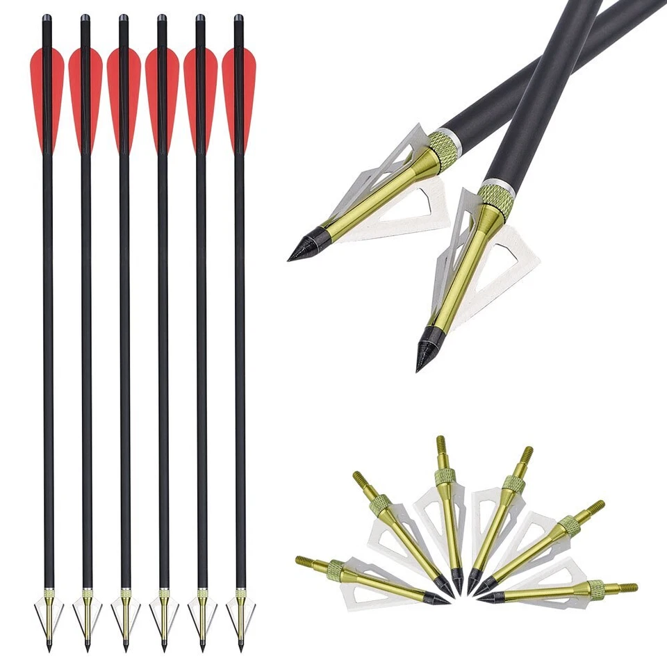 Flecha de 100 granos puntas anchas reemplazables 3 hojas puntas de flecha para ballesta Foto 2 de 4