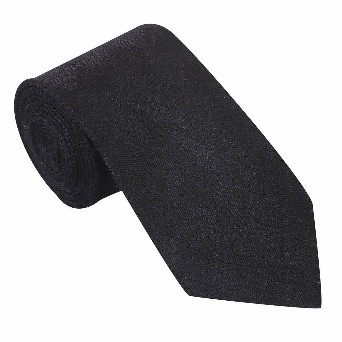 Hombre Lana Fina Corbata, de Cuadros Diseño, Tamaño Libre, Cayman Negro